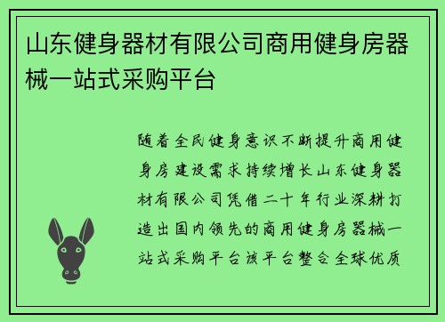 山东健身器材有限公司商用健身房器械一站式采购平台
